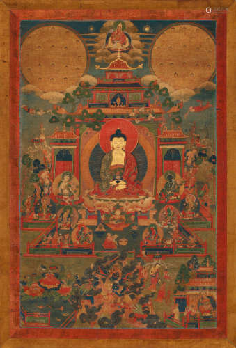 西藏 十八世纪 阿弥陀佛唐卡