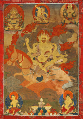 西藏 十八世纪 吉祥天母秘修唐卡