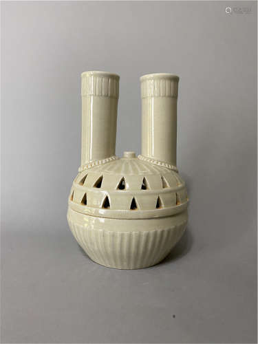 Chinese Song style white porcelain incense burner with two Cylinder