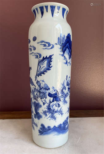 Chinese Qing Dynasty blue and white war theme TongPing porcelain