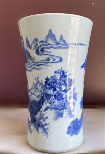 Chinese blue and white war theme porcelain