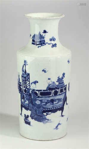 Chinese blue and white rouleau vase H43CM
