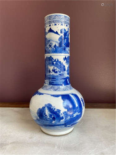 Chinese Qing Kangxi style story theme blue and white porcelain
