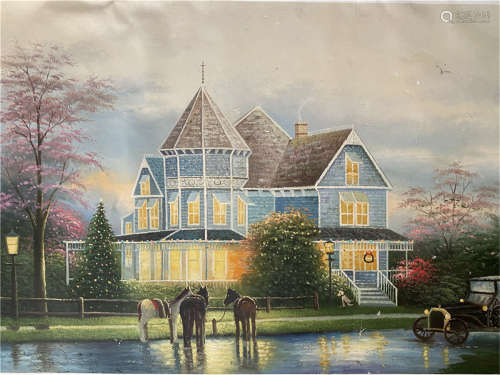 Chinese oil painting on canvas of children castle