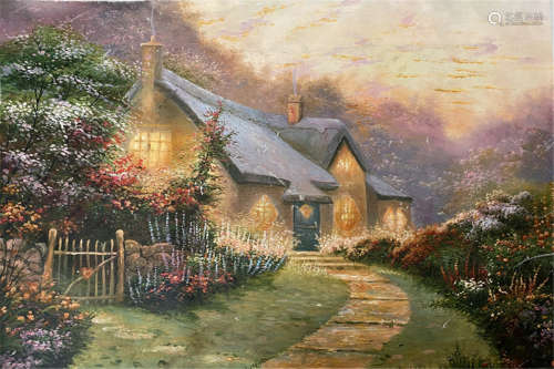 Chinese oil painting on canvas of countryside houses
