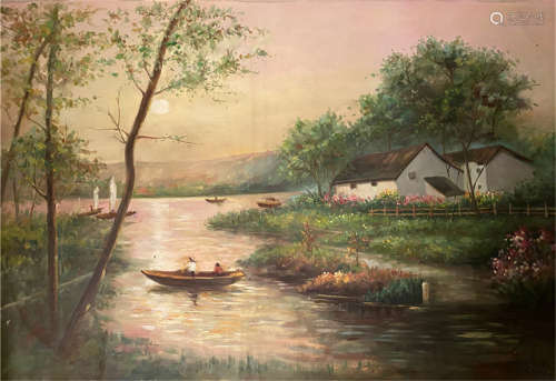 Chinese oil painting on canvas of landscape