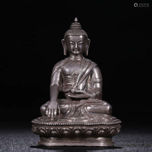 Qing Dynasty Silver Statue of Sakyamuni
