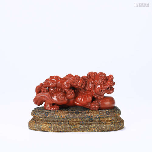 A Shoushan Stone Carved Lucky Beast Ornament