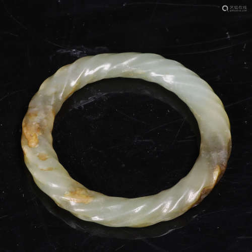 Ming Dynasty Cord Pattern Hetian Jade Ring