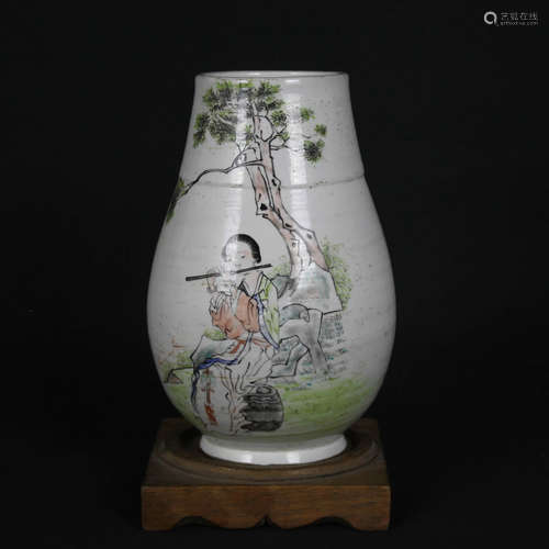 The Light Reddish-Purple Glaze Figure Painted Porcelain Pot, Xu Shanqin, Porcelain Plainting Master in Late Qing Dynasty