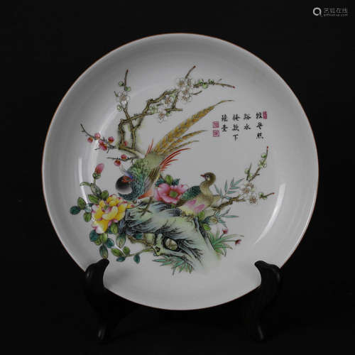 Enamel Glaze Flowers And Birds Painted Porcelain Plate, Qing Emperor Yongzheng Years