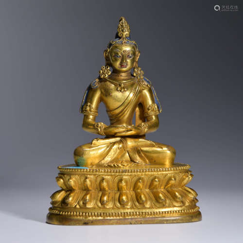 A Gild Bronze Bodhisattva Statue