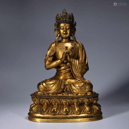 A Gild Bronze Statue of Medicine Buddha