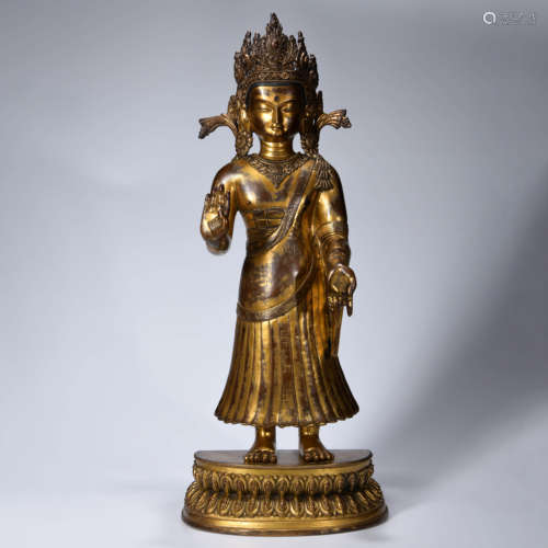 A Gild Bronze Statue of Padmapani Bodhisattva