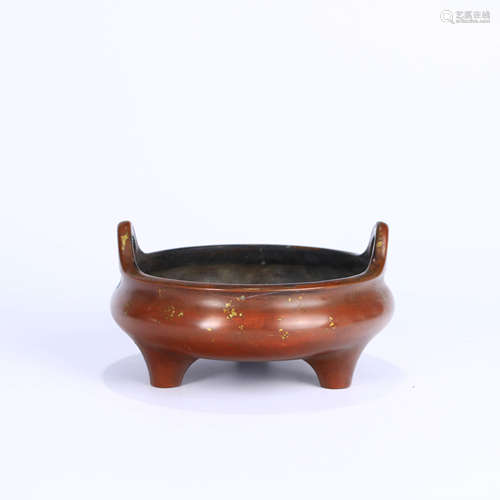 A Three-legged Gild Bronze Incense Burner