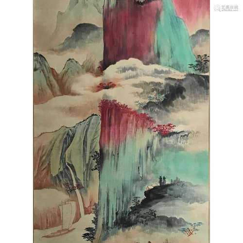 A Chinese Figure Painting Scroll, Chen Juzhong Mark