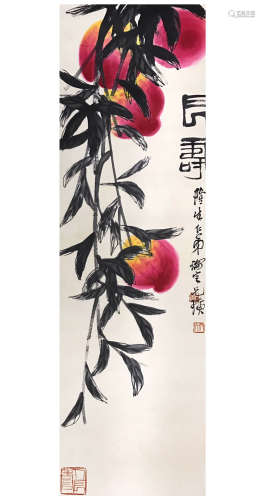 Qi Baishi, ‘Longevity’ Chinese Ink Painting, Three Chinese Feet Size