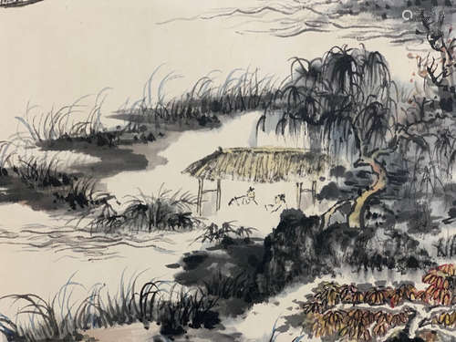 Lu Yanshao Inscription, ‘Landscape, Four’ Paper Scroll