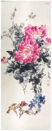 Wang Xuetao, ’Peony’ Chinese Ink Painting