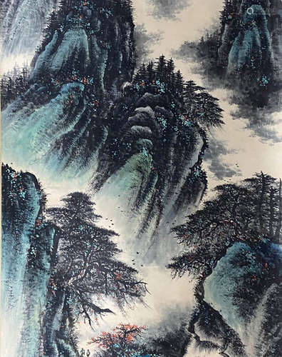 A Chinese Landscape Painting Scroll, Li Xiongcai Mark