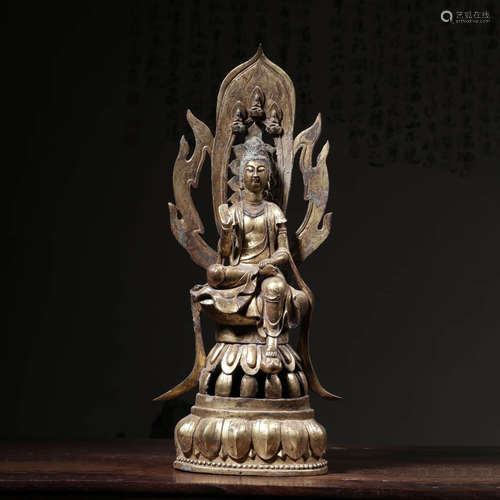 Ming Bronze Gilt Guanyin Ornament