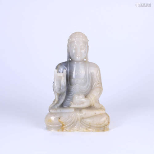 A Hetian Jade Carved Sakyamuni Statue