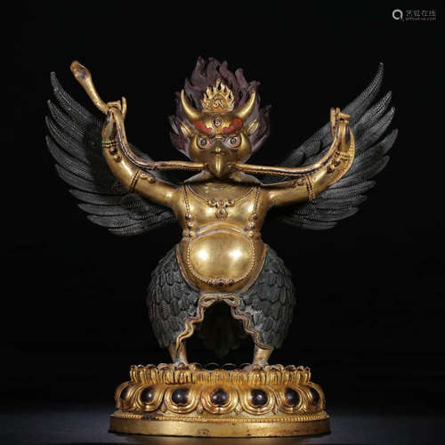 Qing, Gilt Bronze Statue of DaPengMingWang