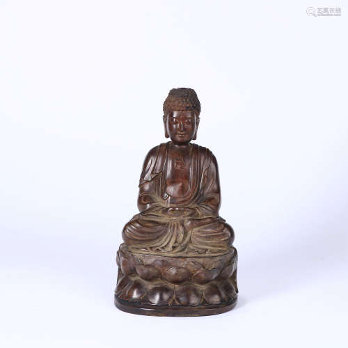 A Red Sandalwood Carved Guanyin Statue