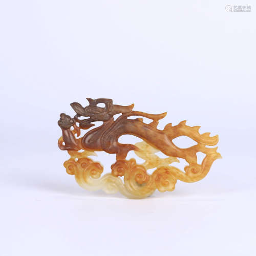 A Hetian Jade Piercing Dragon Shaped Pendant