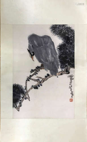 Pan Tianshou, ‘Pine Eagle Diagram’ Chinese Ink Painting
