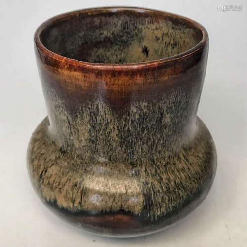Jun Porcelain ‘Tea Flake Glaze Open Mouth Pot’