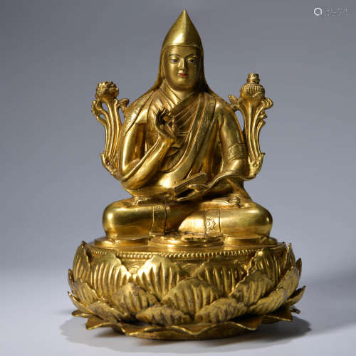 A Gild Bronze Statue of Tsongkhapa