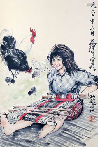chinese painting of figure by huang zhou