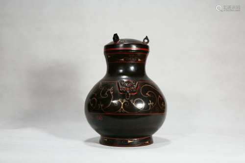 chinese lacquered round teapot