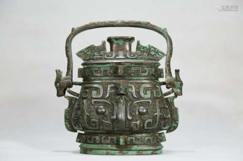 chinese bronze handled vessel