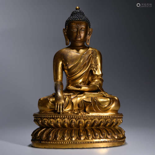 A Gild Bronze Statue of Medicine Buddha