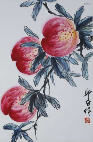 chinese painting of lotus leaf by lou shibai