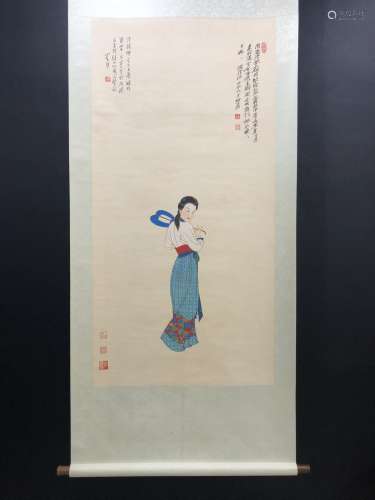 chinese painting of lady by zhang daqian