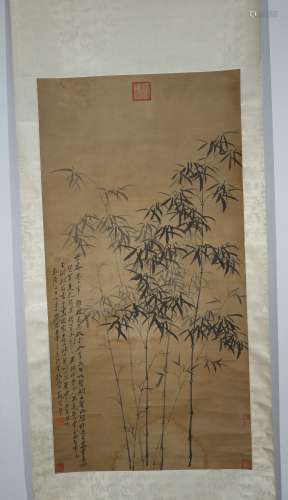 chinese painting of ink bamboo by zheng banqiao