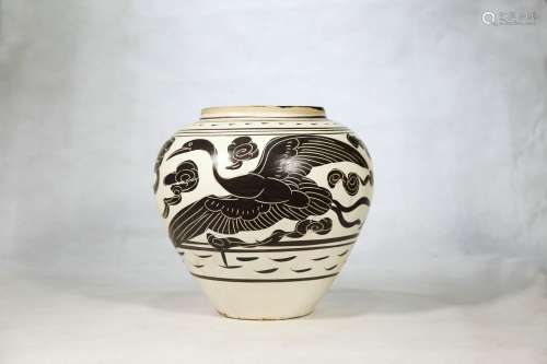 chinese cizhou yao black glazed porcelain pot