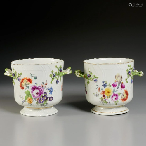 Pair Meissen porcelain wine coolers