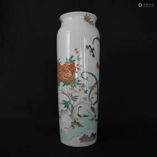 Famille Verte Glaze Porcelain Vase, Qing Emperor Yongzheng Years
