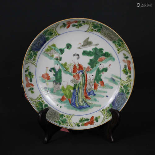 Famille Rose Glaze Figures Painted Porcelain Plate,Qing Emperor Kangxi Years