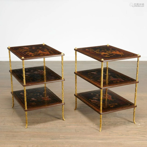Maison Bagues, pair tiered side tables