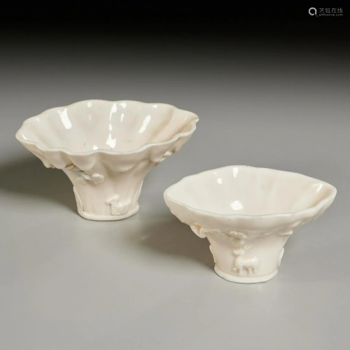 (2) Chinese Dehua porcelain libation cups
