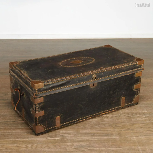 Large Chinese Export leather, camphor trunk