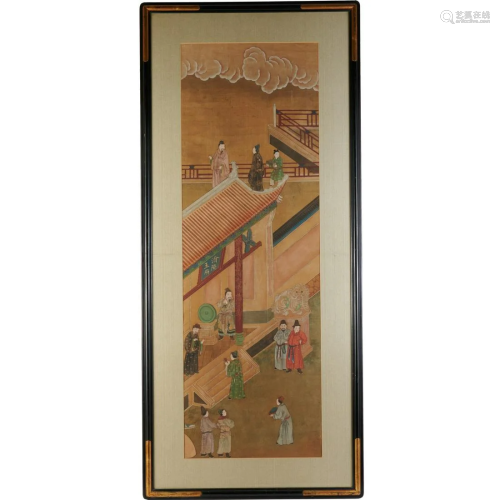 Chinese School, silk scroll painting