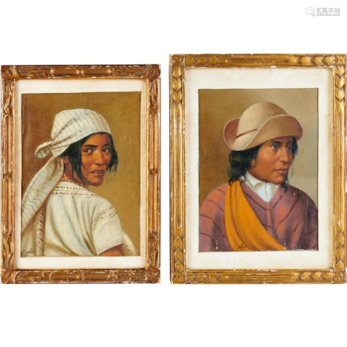 Jose Jara, pair oil on vellum paintings