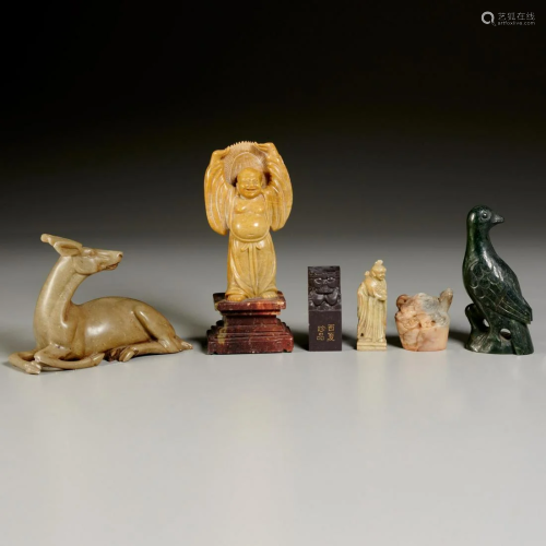 Chinese carved stone figures and seals