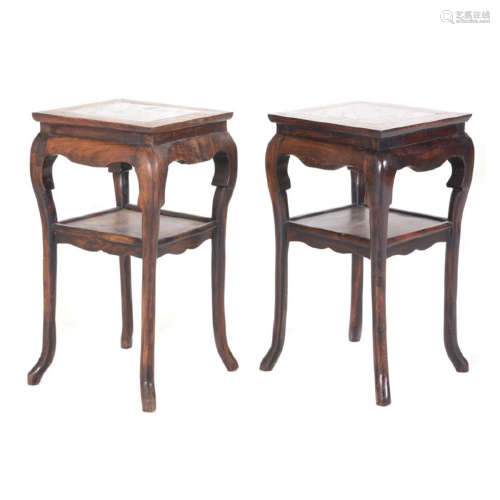 Pair of Chinese Huanghuali rosewood stands side table